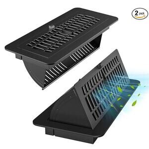 2 Pack Floor Register, Vent Deflectors & Floor Vent Covers for Home Floor- BLACK